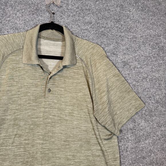 Lululemon Shirt Mens Medium Green Polo Short Sleeve Performance Stretch - Picture 3 of 9